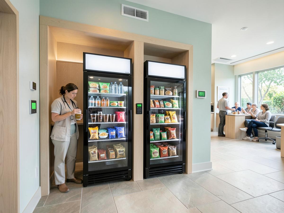 Self-service market in a medical and professional building common area