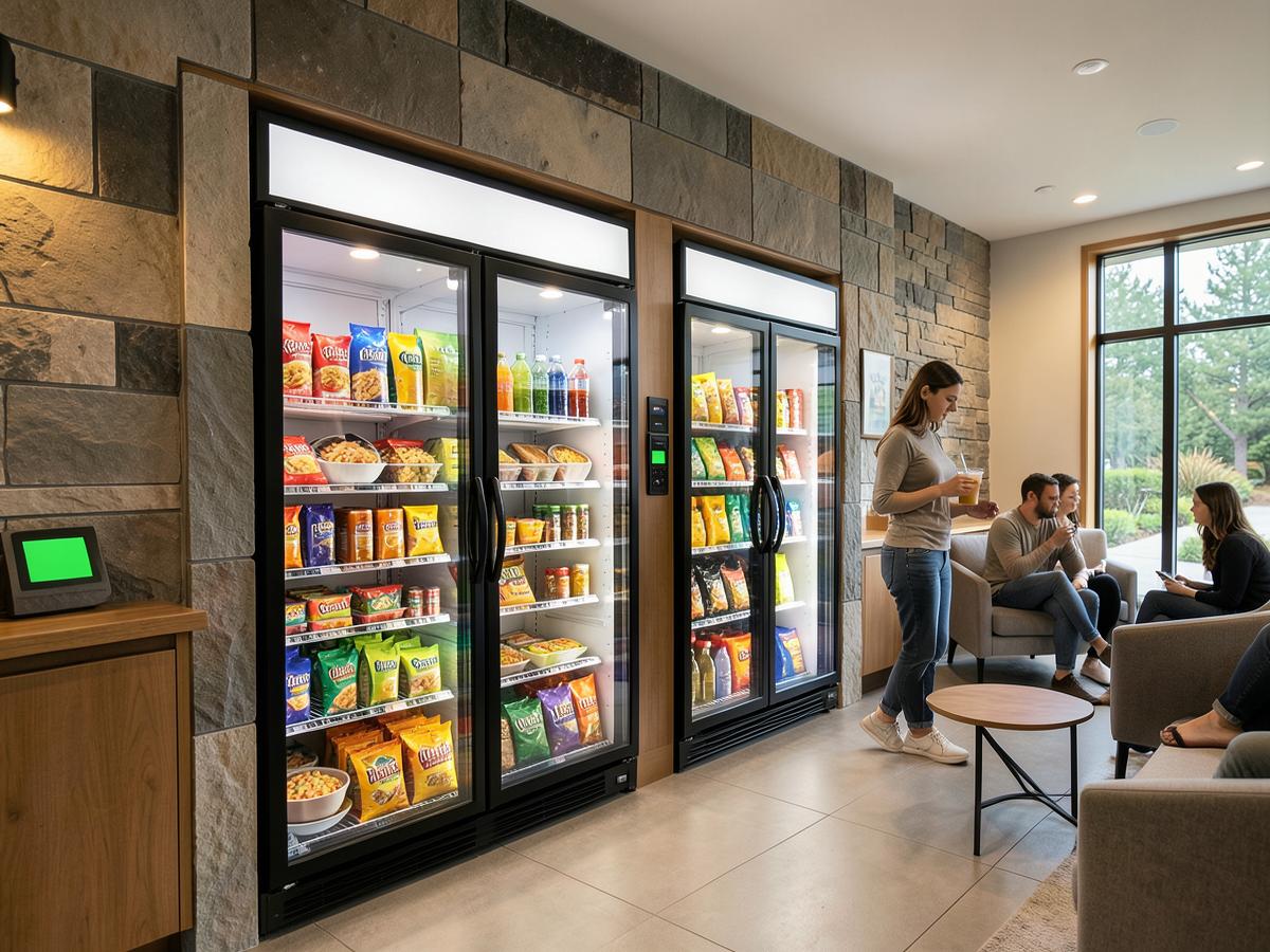 Self-service market in a multifamily residence lounge